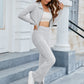 Ribbed Collared Neck Zip-Up Top and Pants Set