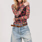 SAGE + FIG Floral Mesh Long Sleeve Top