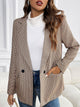 Perfee Plaid Lapel Collar Long Sleeve Blazer Camel
