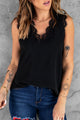 Eyelash Lace V-Neck Tank Top Black