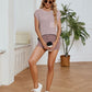 Round Neck Knit Top and Drawstring Shorts Set