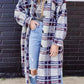 MeiMei Pocketed Plaid Long Sleeve Coat