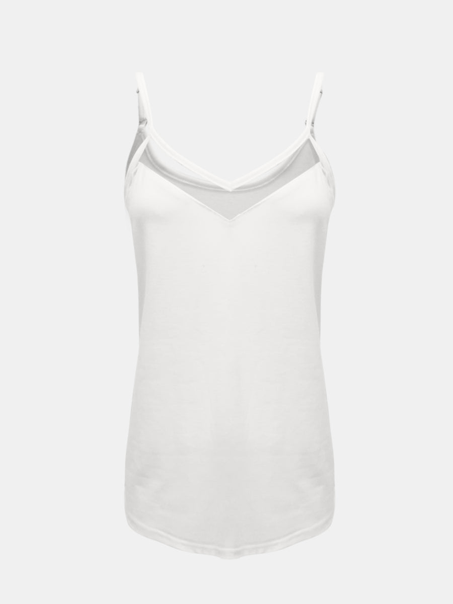 Full Size V-Neck Spaghetti Strap Cami White