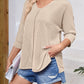 Lovelet Textured Round Neck Three-Quarter Sleeve Blouse