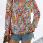 Printed V-Neck Long Sleeve Blouse