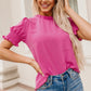 Frill Round Neck Flounce Sleeve Blouse