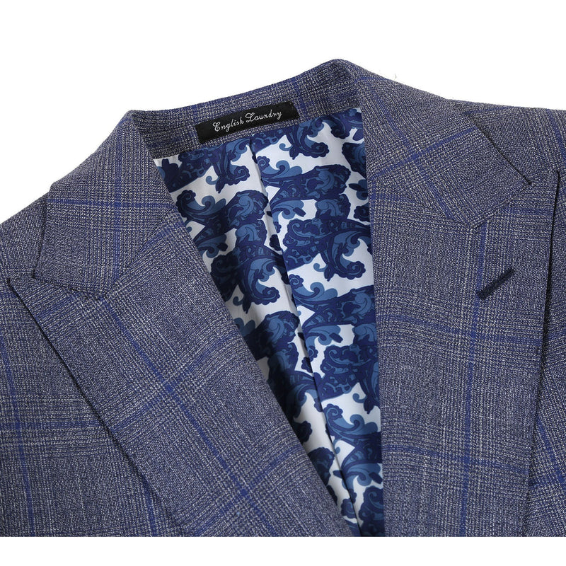 EL72-52-400 Gray with Blue Windowpane Wool Suit