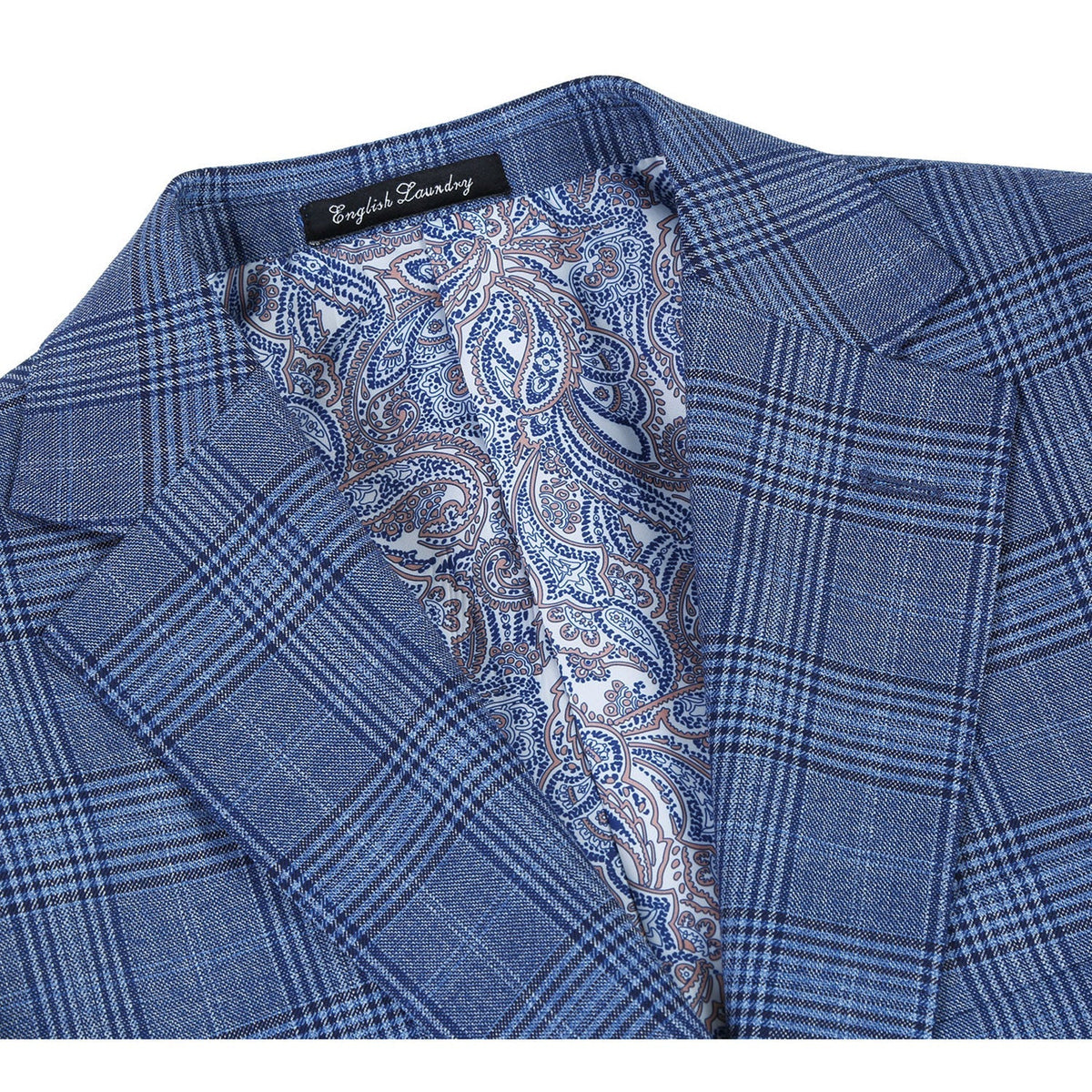 EL72-60-400 Pale Denim Glen Check Wool Suit