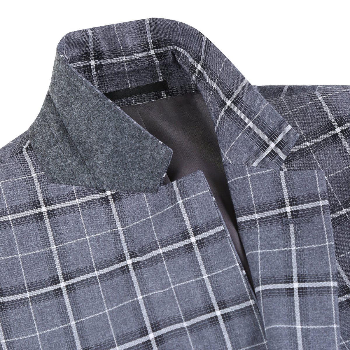 293-14 Men's Classic Fit Single Breasted Grey & White Check Suits