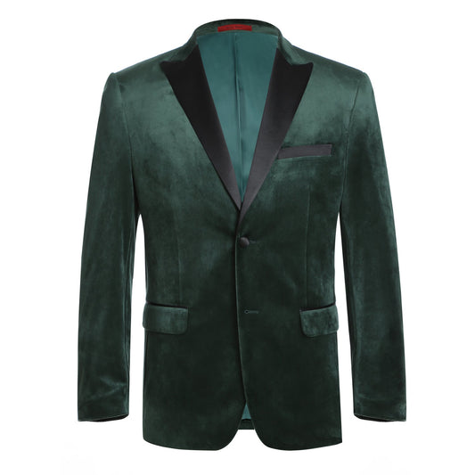 290-9 Men's Slim Fit Stretch Green Tuxedo Blazer