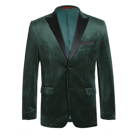 290-9 Men's Slim Fit Stretch Green Tuxedo Blazer