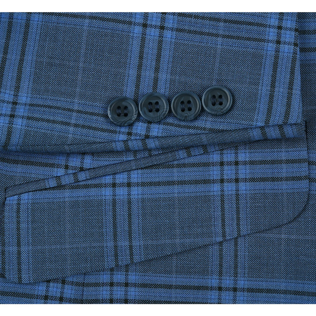 293-4 Men's 2-Piece Slim Fit Notch Lapel Stretch Windowpane Suit