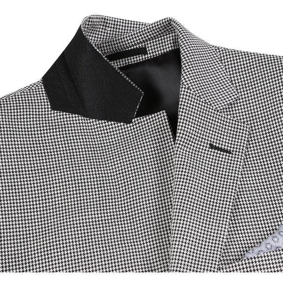 565-20 Men's New Slim Fit Wool Blazer OFF WHITE BLACK L46 New Slim Fit