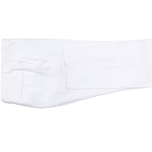 601-20 Men's Notch Lapels White Solid Linen Suits