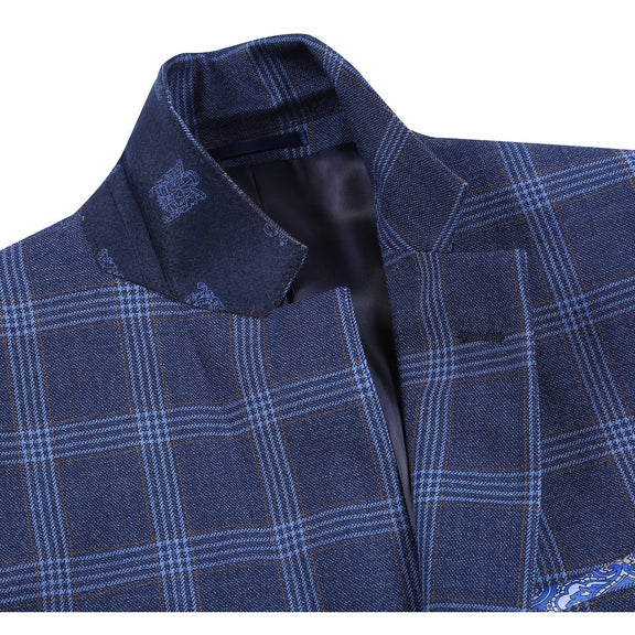 567-5 Men's New Slim Fit Wool Blazer BLUE L46 New Slim Fit