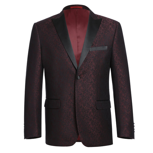 290-5 Men's Slim Fit Burgundy Tuxedo Blazer
