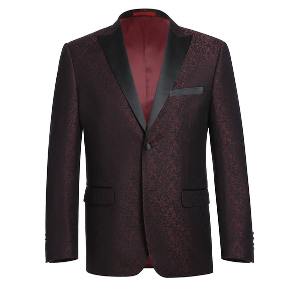 290-5 Men's Slim Fit Burgundy Tuxedo Blazer
