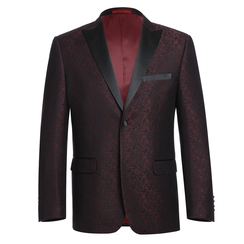 290-5 Men's Slim Fit Burgundy Tuxedo Blazer