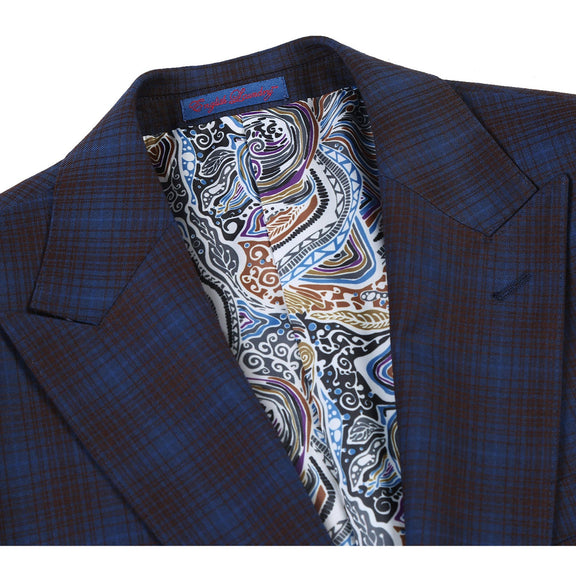 82-55-470EL Navy with Burgundy Check Suit