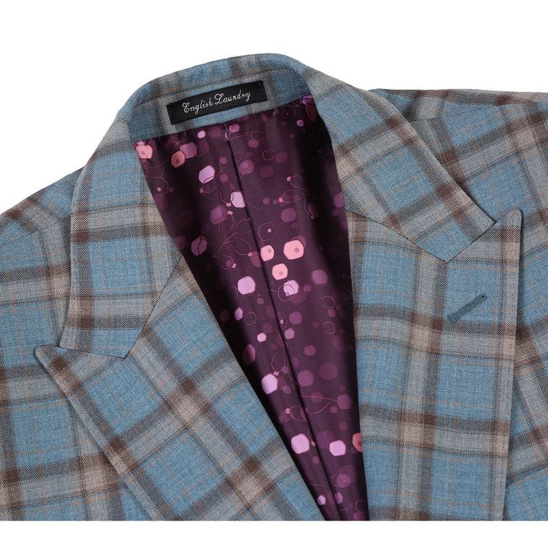 EL72-57-470 Light Gray with Bronze Stereoscopic-Grid Wool Suit