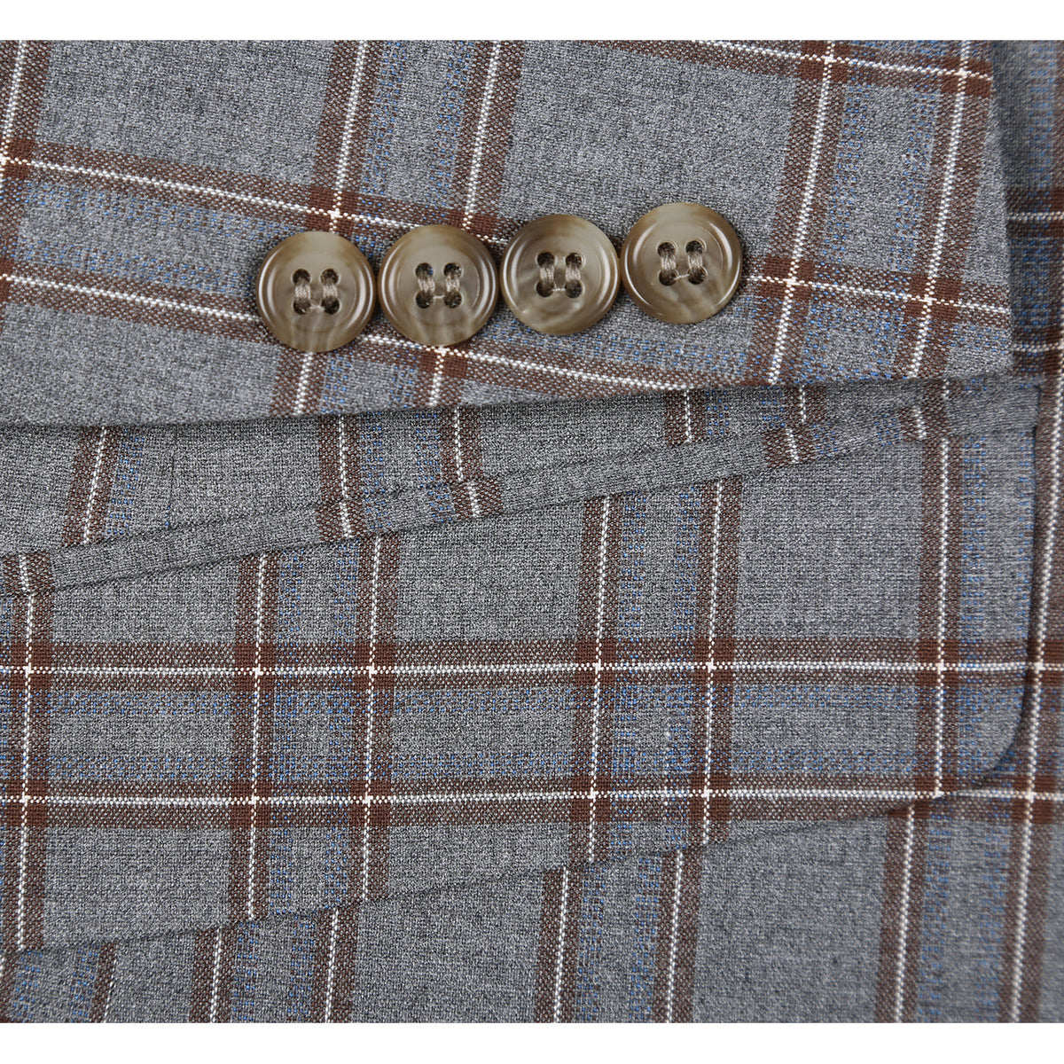 293-7 Men's Two Piece Slim Fit Stretch Windowpane Check Dress Suit