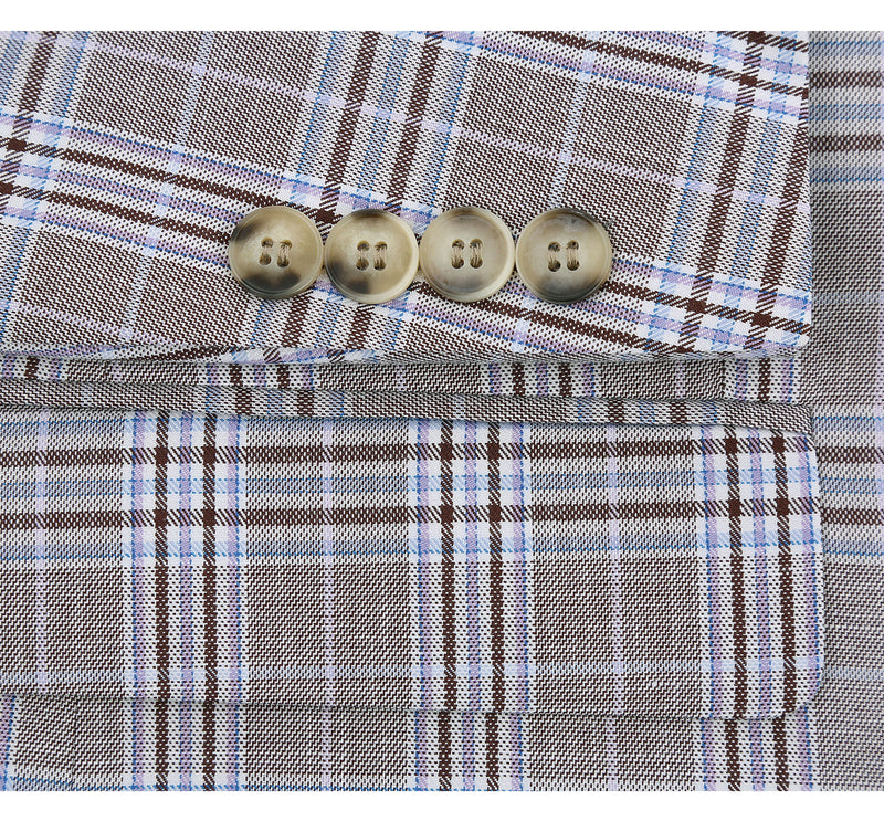 292-7 Men's Slim Fit 2-Piece Single Breasted Check Dress Suit