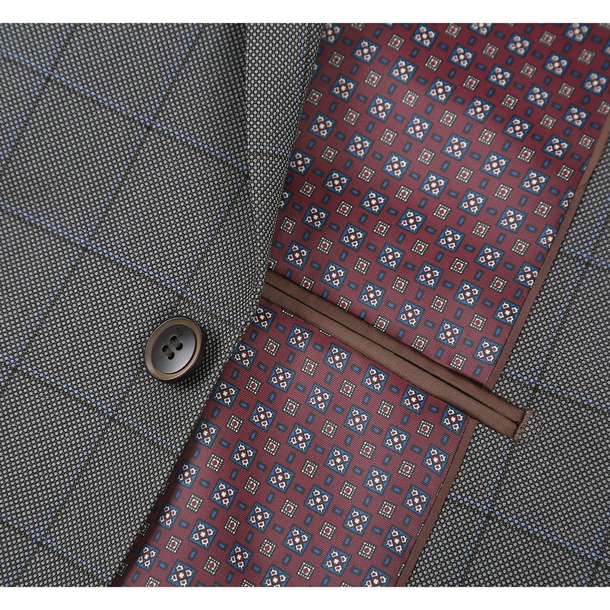 292-2 Men's Two Piece Classic Fit Windowpane Check Dress Suit