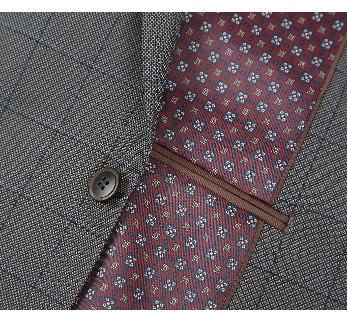 292-2 Men's Two Piece Classic Fit Windowpane Check Dress Suit