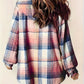 Plaid Snap Down Long Sleeve Hooded Outerwear