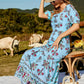 Floral Ruched Puff Sleeve Tiered Maxi Dress