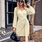 Asymmetrical Surplice Puff Sleeve Mini Dress