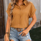 Mandy Textured Button Up Cap Sleeve Shirt