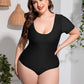 Plus Size Scoop Neck Short Sleeve One-Piece Swimsuit