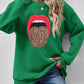 Leopard Lip Graphic Round Neck Sweatshirt