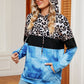 Leopard Drawstring Hoodie with Pocket