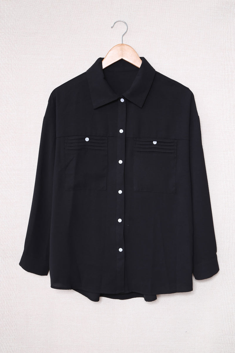 Button Up Collared Neck Long Sleeve Shirt