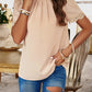 Devine Ruched Mock Neck Short Sleeve Blouse