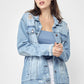 RISEN Full Size Distressed Long Sleeve Denim Jacket