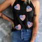 Heart US Flag Round Neck Grecian Neck Tank