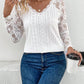 Lace Eyelet V-Neck Long Sleeve Blouse