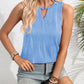 Textured Cutout Round Neck Tank