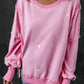 Exposed Seam Round Neck Long Sleeve Sweatshirt