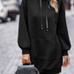 Textured Drawstring Tunic Hoodie