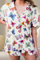 Butterfly Half Sleeve Top and Shorts Set White