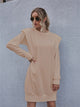 Round Neck Long Sleeve Mini Dress Tan