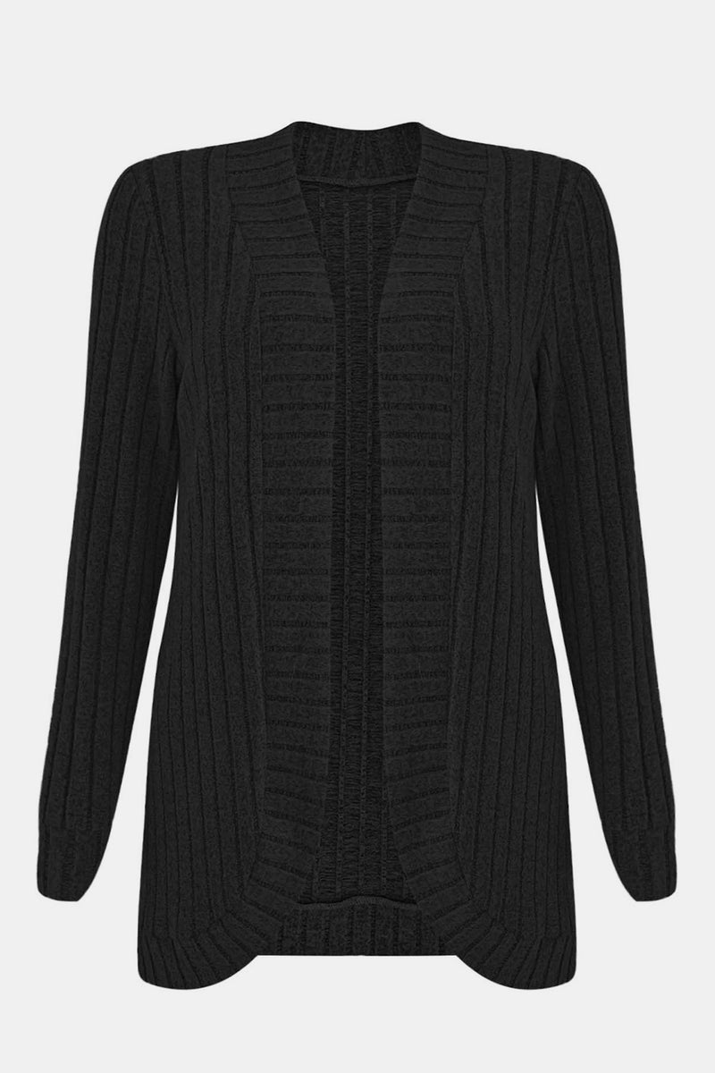 Ribbed Open Front Long Sleeve Cardigan