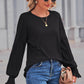 Round Neck Flounce Sleeve Blouse