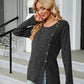 Buttoned Long Sleeve Slit Top