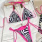 Zebra Print Halter Neck Tie Side Bikini Set