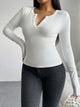 Devine Quarter Button Long Sleeve T-Shirt White